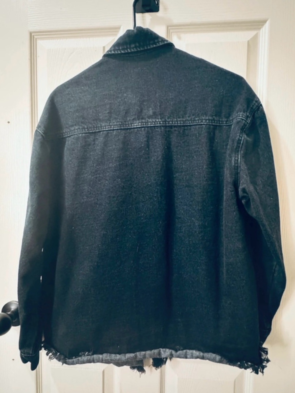 Black Distressed Button-Up Jacket - Picture 5 of 6